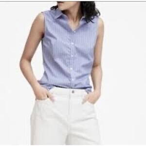 BANANA REPUBLIC Tailored Fit Sleeveless Collared Button Down Blouse Top Sz 4